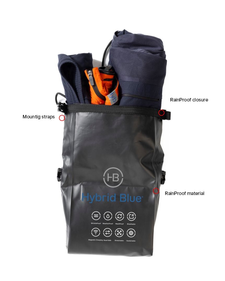 Hybrid blue Sports Suit Bicycle bag feature design